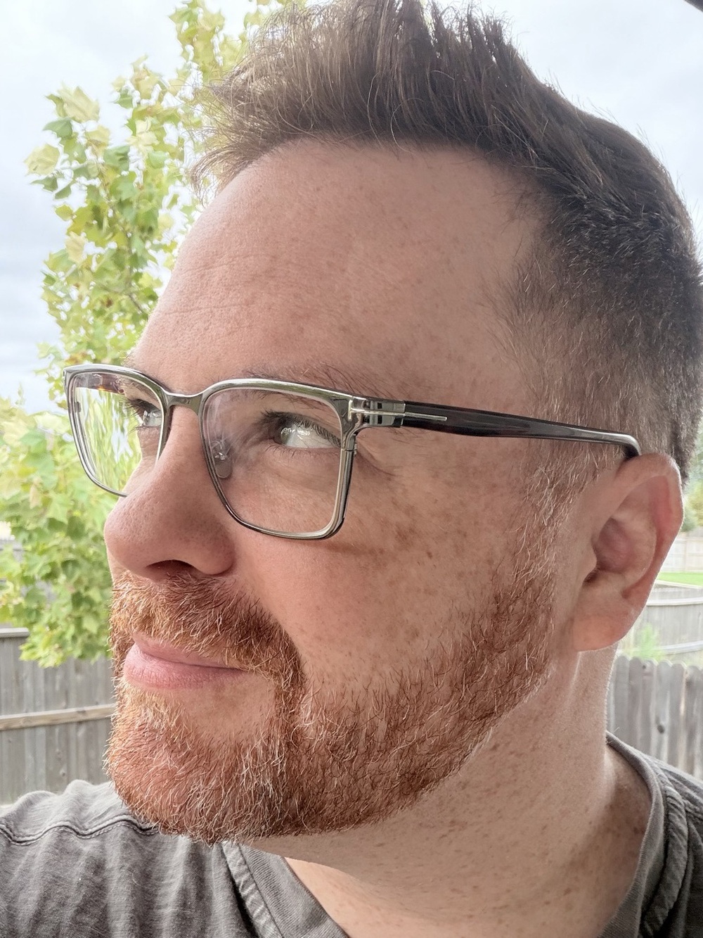 Tom Ford TF5733-B Rectangular Eyeglasses in Brown